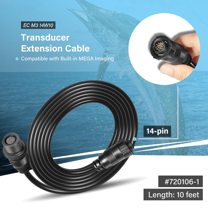 Fish Finder Cable - Kabel Ekstensi Transduser 10Ft 14Pin Cocok