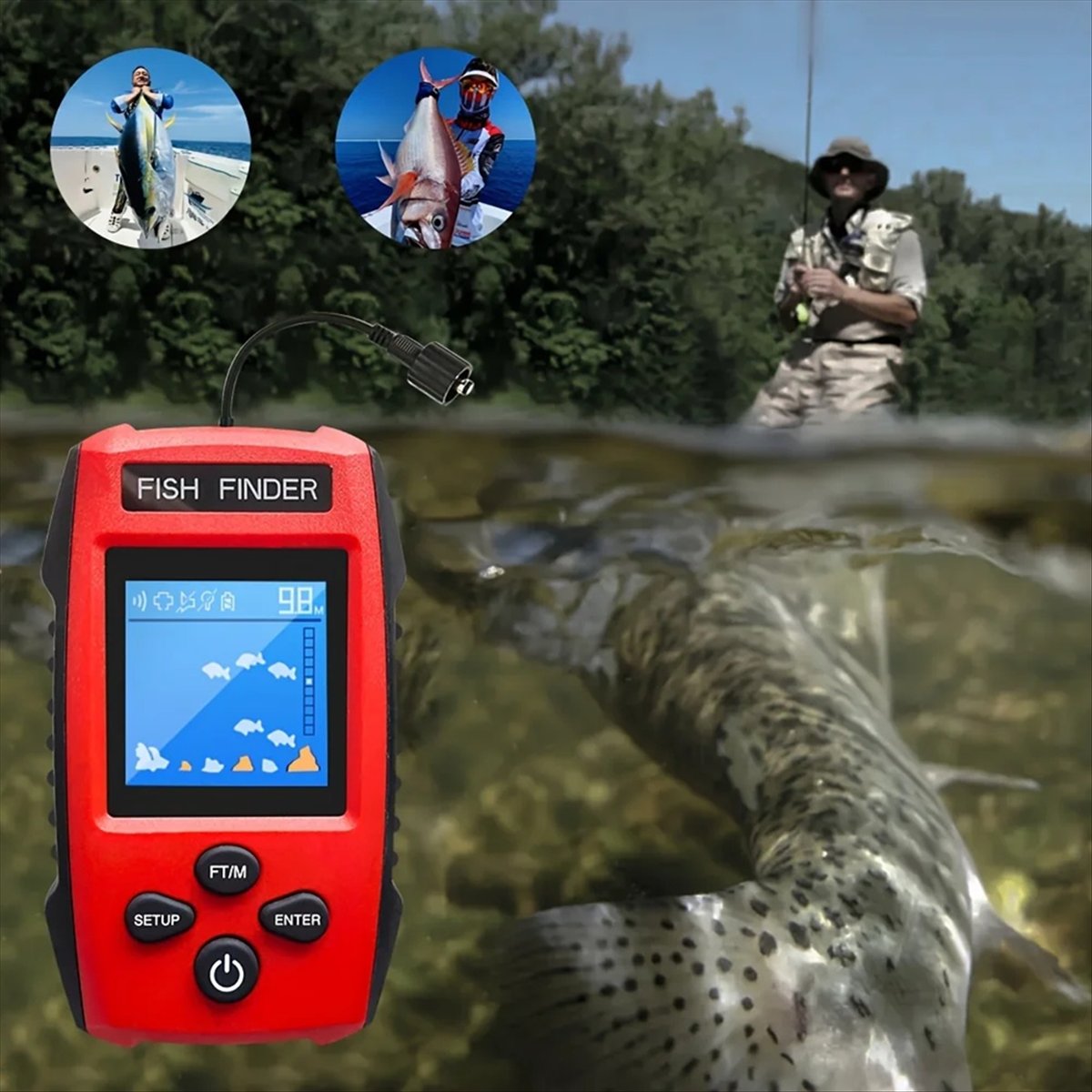 Transduser Sonar Berkabel LCD  - Fish Finder Transducer ulasan dan harga
