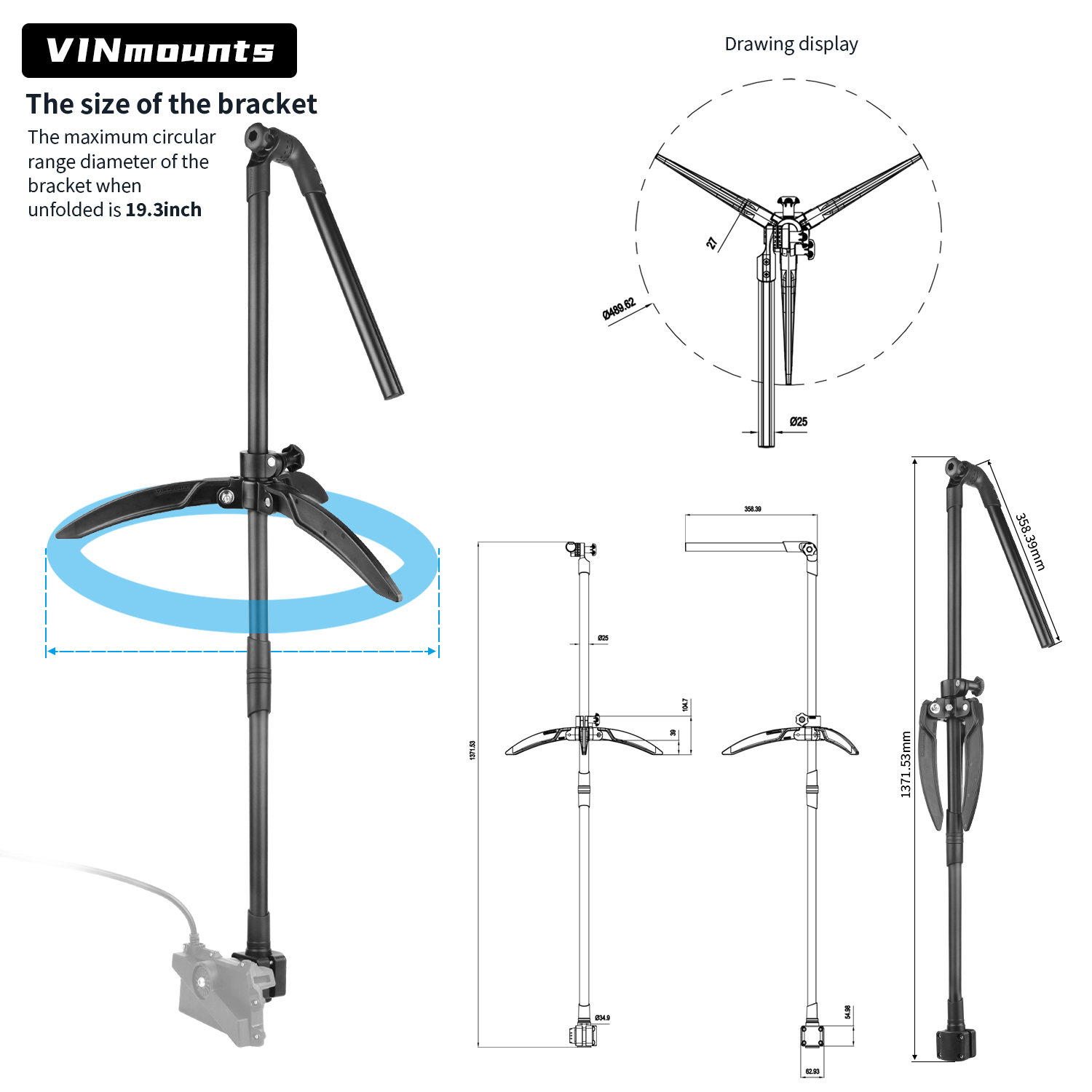 Penyangga Tiang Transduser unt - Fish Finder Mount ulasan dan harga